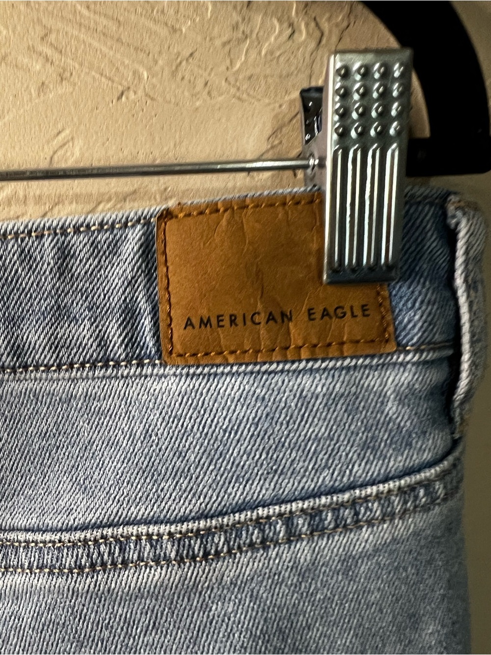 American Eagle Mom Straight High Rise Distressed Light Wash Denim Jeans - Picture 10 of 12